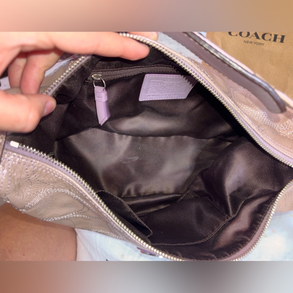 Coach Champagne Shoulder Bag with Purple Accents - Picture 8 of 11
